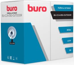 Кабель сетевой Buro BU-CCA-050-OUTDOOR UTP, кат.5E, 305м, 4 пары, 0.50мм,  алюминий омедненный,  одножильный,  черный
