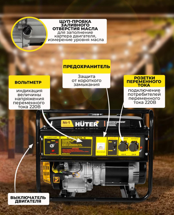 Генератор Huter DY6500LX 5.5кВт 64/1/7