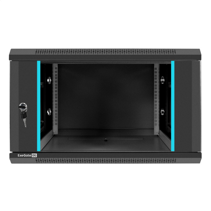 Шкаф телекоммуникационный 19" настенный 6U ExeGate EC-WM-6U.600.G.BLACK 19”, 6U, 600x600x370mm ШхГхВ , передняя дверь закаленное стекло, съемные боковые панели, пыле- и влагозащита IP23, черный RAL 9004 EX298606RUS