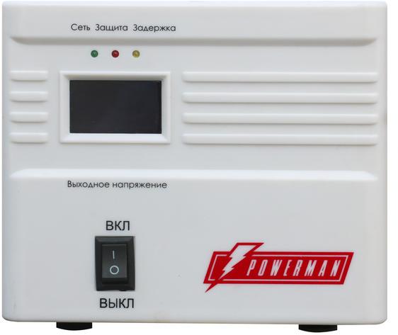 Стабилизатор напряжения Powerman AVS-500A 500ВА/250Вт, LCD, 1 Schuko, точность 8%, настольный 6121481 
