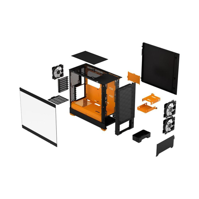 Корпус Case Fractal Design Pop Air RGB Orange Core TG Clear Tint, Midi-Tower, 3x120mm RGB, 2xUSB-A 3.2 ATX, mATX, mITX Black/Orange FD-C-POR1A-05