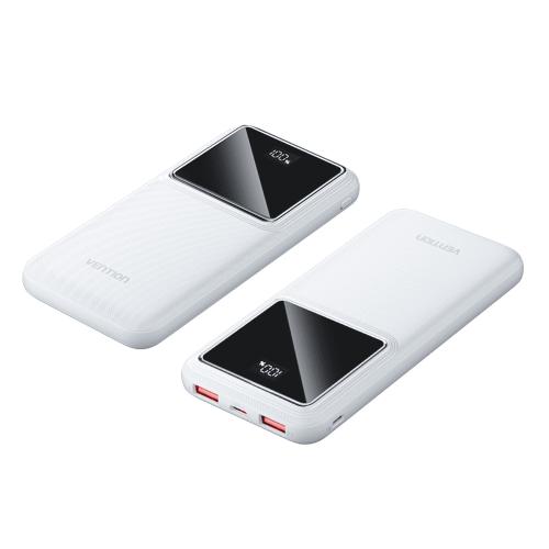 Power Bank Vention 10000mAh M/C-A/A 22.5W Белый с LED Дисплеем FHKW0