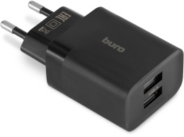 Сетевое зарядное устройство Buro BUWE1,  2xUSB-A,  10.5Вт, 2.1A, черный [buwe10s200bk]