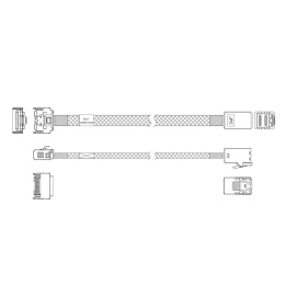 Кабель JPC P731IDN00800-1 Cable MCIO x4 74P прямой Straight Type TO HD MiniSAS 4i 36P SFF8643, прямой Straight Type , 85 Ohm, L:80cm