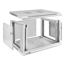 Шкаф телекоммуникационный 19" настенный 6U ExeGate EC-WM-6U.450.G.GREY (19”, 6U, 600x450x370mm (ШхГхВ), передняя дверь закаленное стекло, съемные боковые панели, пыле- и влагозащита IP23, светло-серый RAL 7035) EX298599RUS