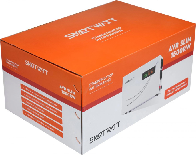 Стабилизатор напряжения Smartwatt AVR Slim 1500RW 1500ВА белый 4512020310003