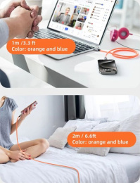Кабель USB-C CABLETIME CU05H (CT-CM240-ZSB1) 1 м, 480 Мбит/с, 240 Вт, PD 3.1 и QC 4.0., синий,  для быстрого заряда смартфонов и ноутбуков