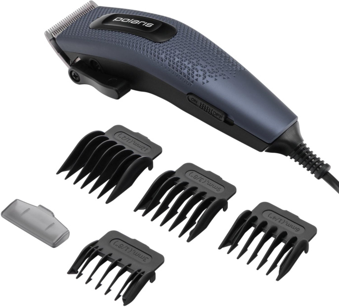 Машинка для стрижки Polaris PHC 0954 синий/черный 9Вт насадок в компл:4шт
