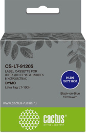 Картридж Cactus CS-LT-91205, 91205, 12мм,  черный шрифт, синий фон,  4м ( CS-LT-91205