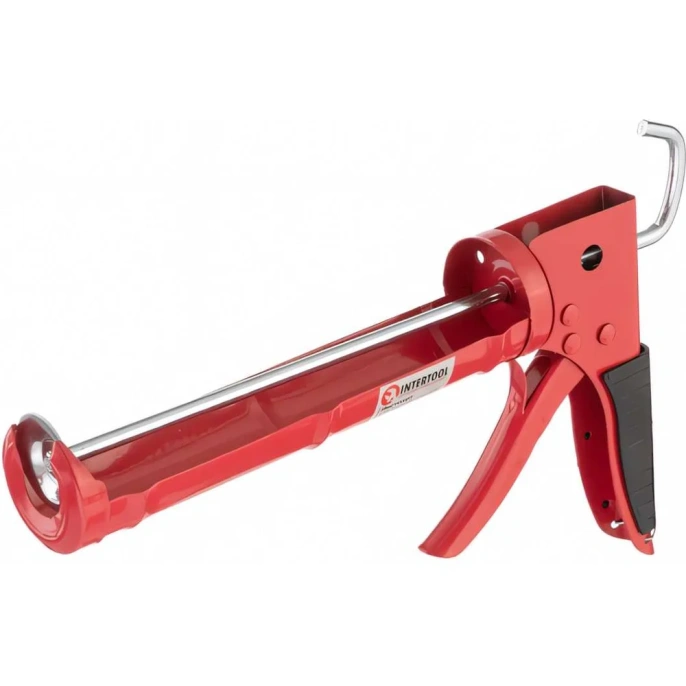 Пистолет для выдавливания силикона INTERTOOL 225мм, с обрезиненной рукояткой HT-0023