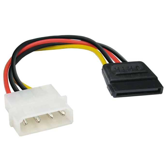Кабель питания SATA ExeGate EX-CC-SATA-PS (Molex 4pin/SATA15pin, 0,15м) EX138936RUS
