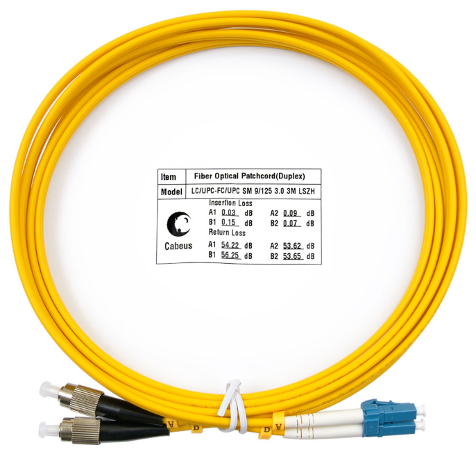 Оптический патч-корд simplex FC-LC 9/125 SM Cabeus FOP(s)-9-LC-FC-3m 3 метра желтый LSZH