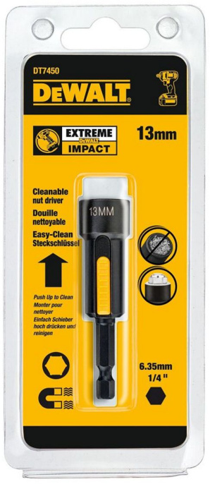 Ключ торцевой DeWalt DT7450-QZ материал изготовления: инструментальная сталь, 13мм, магнитный Easy Clean