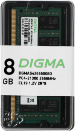Память DDR4 8GB 2666MHz Digma DGMAS42666008D RTL PC4-21300 CL19 SO-DIMM 260-pin 1.2В dual rank Ret
