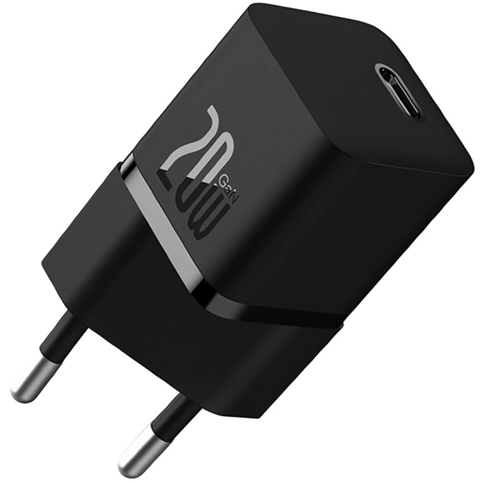 Сетевое зарядное устройство Baseus CCGN050101 GaN5 Fast Charger mini 1C 20W EU Black для телефонов/для планшетов, разъем подключения отсутствует нужен кабель , выходная мощность 20 Вт