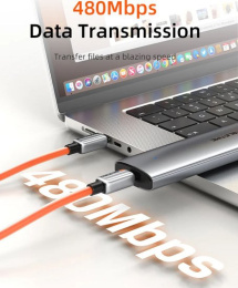 Кабель USB-C CABLETIME CU05H (CT-CM240-ZSB1) 1 м, 480 Мбит/с, 240 Вт, PD 3.1 и QC 4.0., синий,  для быстрого заряда смартфонов и ноутбуков