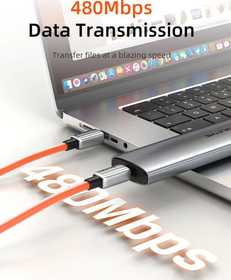 Кабель USB-C CABLETIME CU05H (CT-CM240-ZSB1) 1 м, 480 Мбит/с, 240 Вт, PD 3.1 и QC 4.0., синий,  для быстрого заряда смартфонов и ноутбуков