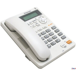 Проводной телефон Panasonic KX-TS2570RUW (белый) {ЖКД, АОН,однокноп.набор 3 ном., автодозвон, спикерфон, порт для доп. оборуд.}