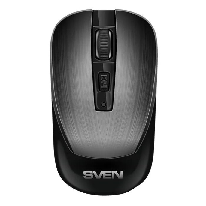 Беспроводная мышь Sven RX-380W серый металлик 2,4 GHz, 3+1кл. 800-1600DPI, блист. SV-020606