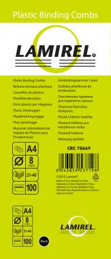 Пружина пластиковая Fellowes Lamirel LA-7866902, 8мм, 21 - 40 листов, A4, 100, черный