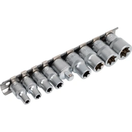Набор головок TORX РROFFI (9 предметов; Е5-Е16; 1/4"+3/8"; CrV) ABTOMTOOL 5433609