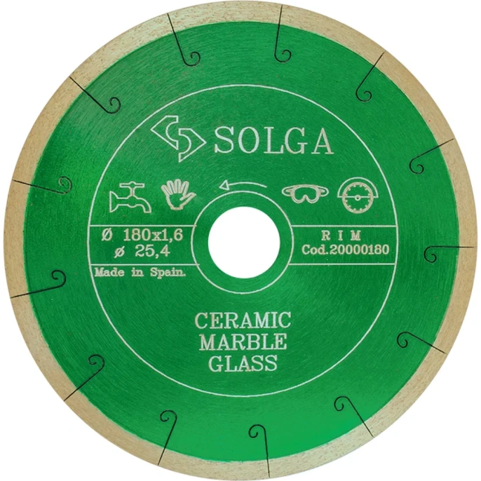 Алмазный диск по керамике Solga Diamant CERAMICS, MARBLE сплошной 180мм/25,4 20000180
