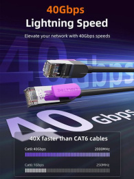 Патч-корд CABLETIME CN80N (CT-CAT8F-PB3) 3 м, FTP Gigabit Ethernet CAT8, фиолетовый+черный