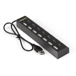 USB-Хаб концентратор 7-в-1 ExeGate DUB-72SW кабель-адаптер USB2.0 -- 7xUSB2.0, кнопки включения/отключения для каждого порта, Plug&Play, черный EX293978RUS