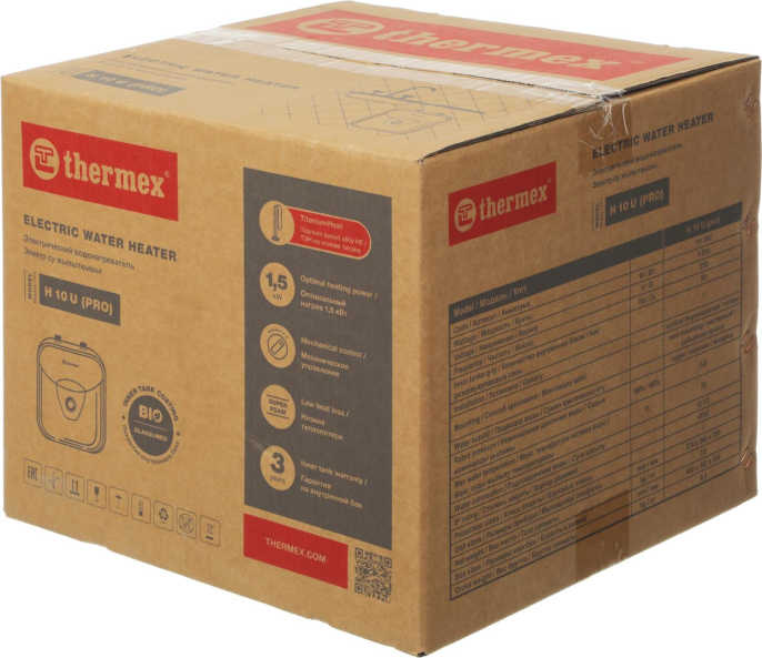Водонагреватель Thermex H 10 U pro 1.5кВт 10л электрический настенный/белый ЭДЭБ00119