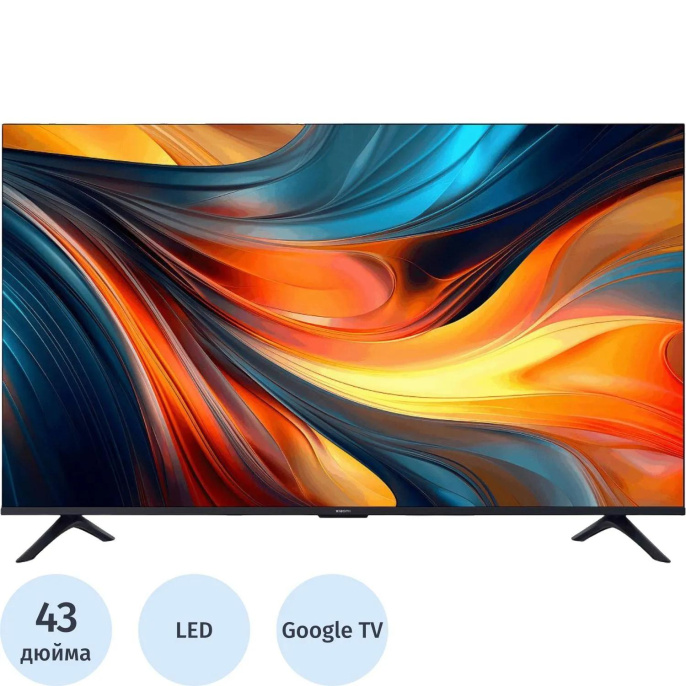 43" Телевизор Xiaomi TV A 43 FHD 2026 FULL HD, СМАРТ ТВ, Google TV, черный