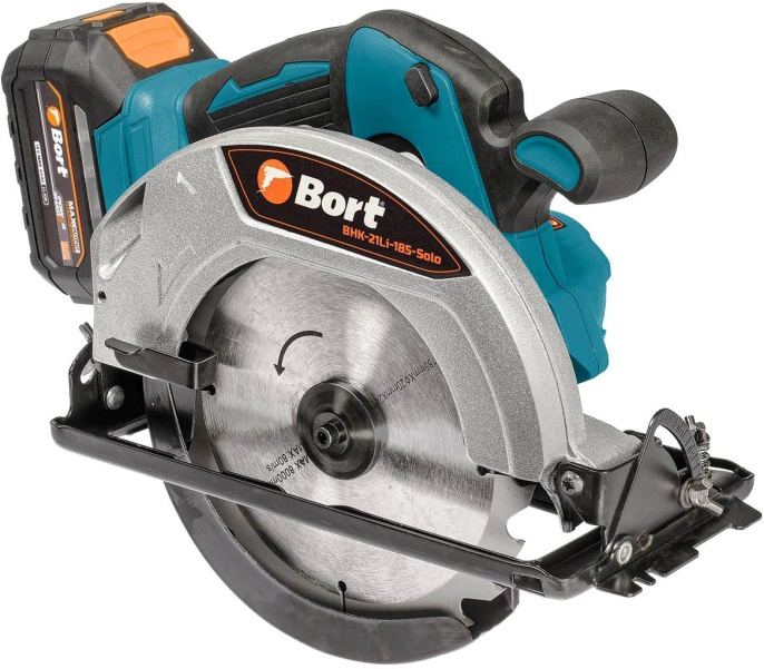 Циркулярная пила Bort BHK-18LI-125, 185мм, аккумуляторная, 18В, с 2 АКБ, с ЗУ [93418590]