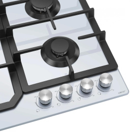 Газовая варочная панель MEFERI Glass comfort MGH604WH, 4 конфорки, закаленное стекло, белый