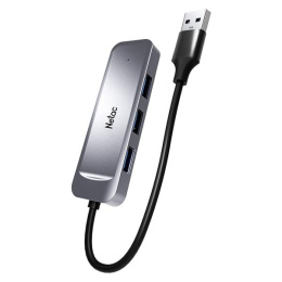 USB HUB Переходник Netac WF11 NT08WF11-30GR USB Type-A 3.0 x 4, Серебристый