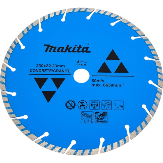 Диск алмазный сегментированный Турбо по бетону/граниту "Эконом" 230x22.23x7 мм Makita D-44345