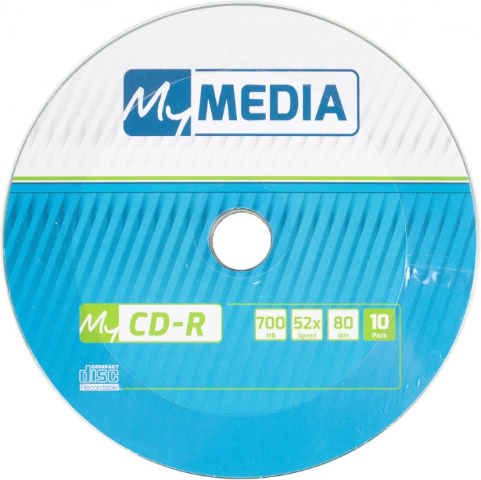 Оптический диск CD-R MYMEDIA 700МБ 52x, 10шт., pack wrap [69204]
