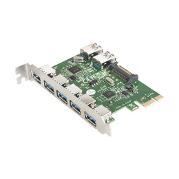 Контроллер ExeGate EXE-317 (PCI-E x1 v2.0, 5*USB3.0 ext. + 2*USB3.0 int., разъем доп.питания, VIA Labs Chipset VL805) EX283717RUS