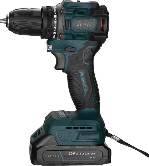Дрель-шуруповерт аккумуляторная бесщеточная Zitrek Greenpower 20 PRO 20В, 1x2.0Ач 085-1313