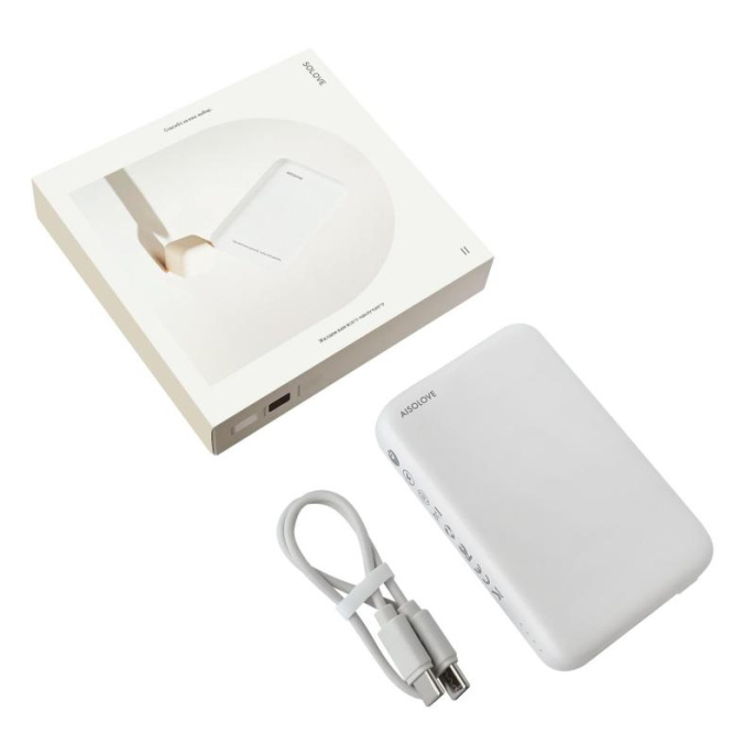Мобильный аккумулятор Solove W12 5000mAh QC3.0/PD3.0 20W 3A USB-C беспров.зар. белый W12 WHITE RUS
