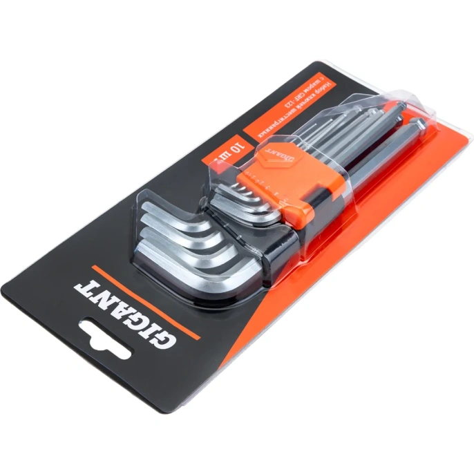 Набор шестигранных ключей с шаром 10 шт Gigant, размеры1,5-10мм, grf-123