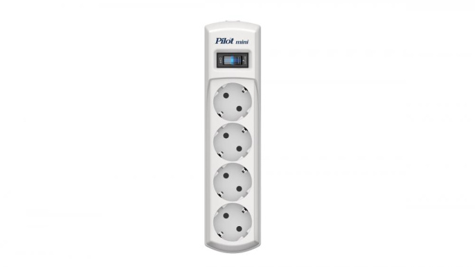Сетевой фильтр Pilot Mini 4 розетки евро с заземлением , 10А/2.2кВа, автомат, 1.8 м/ Surge protector Pilot Mini 4 euro outlets, 10A / 2.2kVt, automatic circuit-breaker, 1.8 m