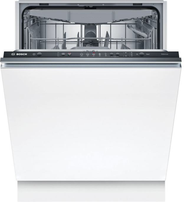 Посудомоечная машина Bosch SMV25EX02E (встраиваемая, загрузка на 13 комплектов посуды, электронное управление, 5 программ, 59.8x55x81.5 см, черный цвет, сушка: с теплообменником, индикация на полу: луч)