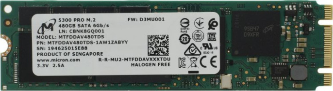 SSD накопитель Crucial 5300 Pro MTFDDAV480TDS-1AW1ZABYY 480ГБ, M.2 2280, SATA III, M.2