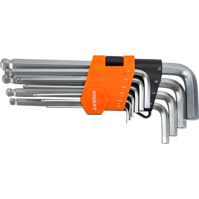 Набор шестигранных ключей с шаром 10 шт Gigant, размеры1,5-10мм, grf-123