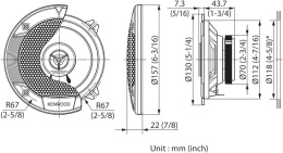 Колонки автомобильные Kenwood KFC-S1366, 13 см 5 дюйм. , комплект 2 шт.