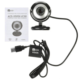 Веб-камера ACD-Vision UC100 CMOS 0.3МПикс, 640x480p, 30к/с, микрофон встр., кабель USB 2.0 1.5м, универс. крепление, черный корп. RTL {60} 551745 ACD-DS-UC100