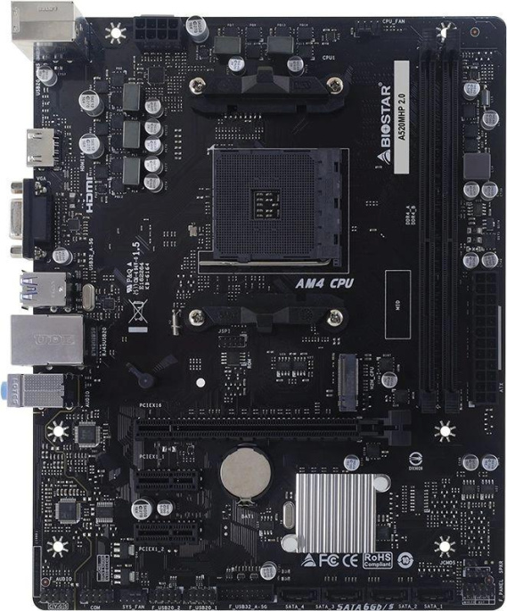 Материнская плата Biostar A520MHP 2.0, Socket AM4, AMD A520, mATX, Ret