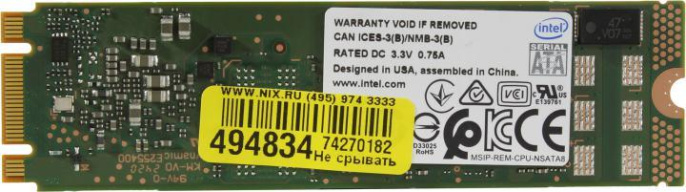 SSD накопитель Intel DC D3-S4510 SSDSCKKB480G801 480ГБ, M.2 2280, SATA III, M.2