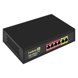 Коммутатор неуправляемый ExeGate EDES-1006D.4PoE-48W 6-портовый UTP 10/100 Base-Tx: 4 порта 802.3af/at PoE+ , мощность PoE: 25W, суммарно 48W, 2 порта RJ45 uplink, настенный/настольный, металлический корпус EX299020RUS