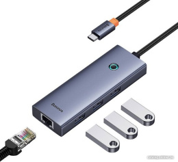 Хаб Baseus BS-OH109 UltraJoy Series 4 порта (Type-C to USB3.0*3+RJ45*1) Space Grey (B0005280A813-00)