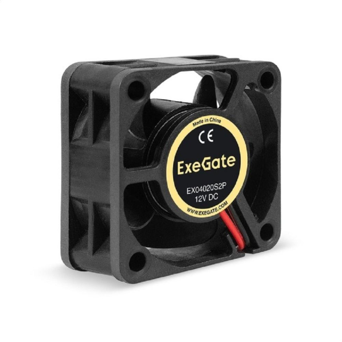 Вентилятор 12В DC ExeGate EX04020S2P 40x40x20 мм, Sleeve bearing подшипник скольжения , 2pin разъем 2.54 , 6500RPM, 28dBA EX294955RUS